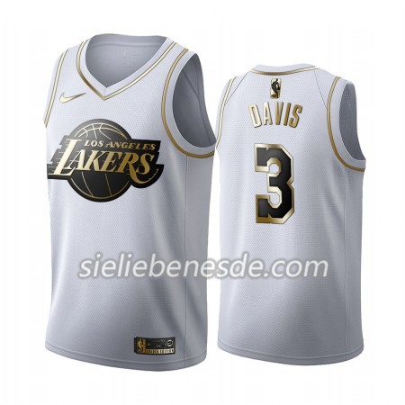 Herren NBA Los Angeles Lakers Trikot Anthony Davis 3 Nike 2019-2020 Weiß Golden Edition Swingman
